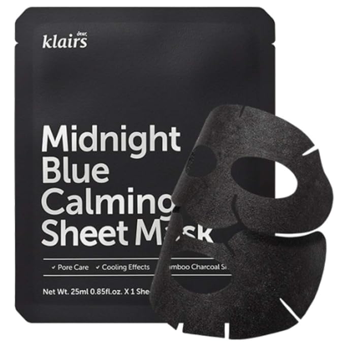DearKlairs] Midnight Blue Calming Sheet Mask 10 Sheet, Soothing Irritated, heated Skin, For troubled and sensitive skin, Korean Beauty