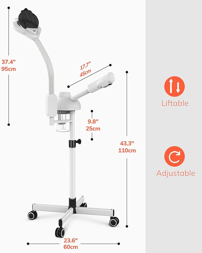 TASALON Professional 2 in 1 Facial Steamer With 5X Magnifying Foldable Arm, Ozone Mist Steamer for Face, Salon Spa Beauty Skin Care Equipment