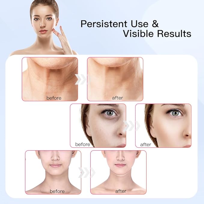 Neck Face Massager, Multifunctional Facial Massager, Face Sculpting Tool for Skin Care with Vibration, Thermal (Pink Silver)