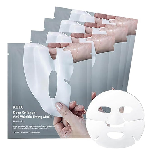Deep Collagen Anti Wrinkle Lifting Mask,Moisturizing Overnight Collagen Face Mask,Facial Sheet Mask with Low Molecular Weight Collagen,Lifting,Firming,Easily Absorbed Overnight Hydration Mask-36gx4pcs