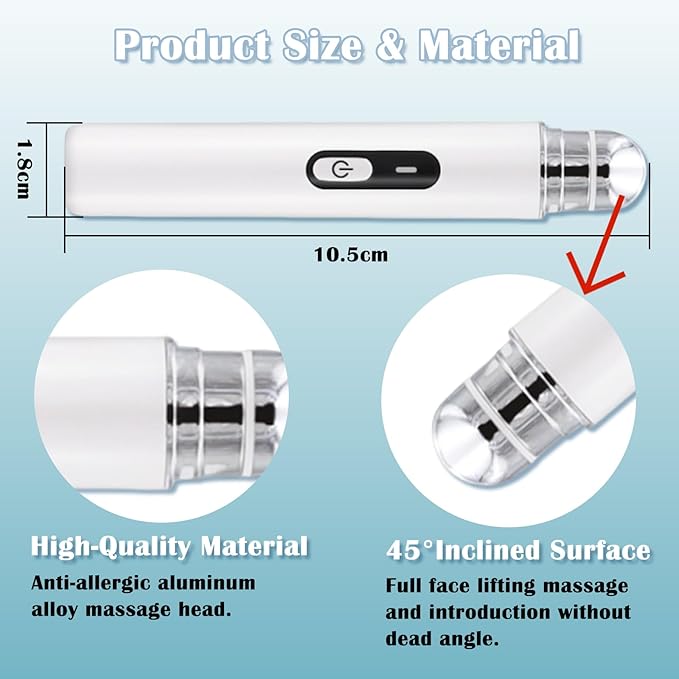 Eye Lift Wand Chargeable Face Massager Tool for Dark Circles, Eye Bags, Puffiness Under Eyes Massager for Lines, Smooth Lip Wrinkles Heated Massager Wand Enhance Absorption Anti Aging (White)