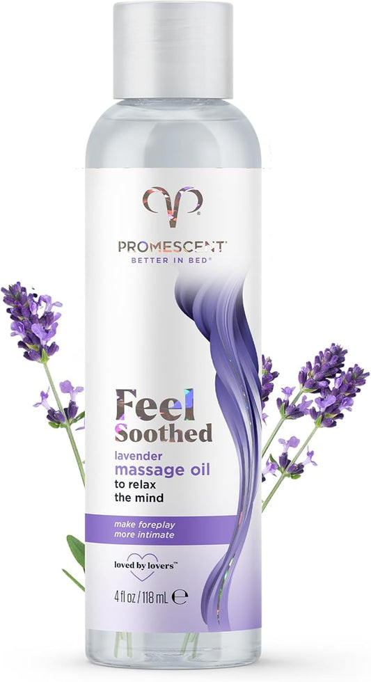 Promescent Lavender Massage Oil for Massage Therapy + Vanilla Massage Oils for Date Night, Sweet Almond for Skin, Body Oil for Men & Women to Relieve Stress & Sore Muscles
