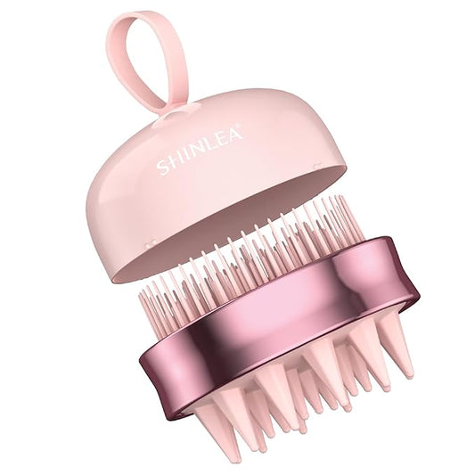 2 in 1 Scalp Massager Shampoo Brush with Soft Silicone Bristles for Hair Growth and Dandruff Removal, Hair Brush Head Massager Scalp Scrubber Exfoliator for Both Wet and Dry Use (Pink)