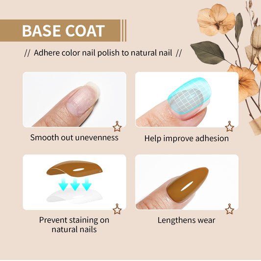 Base and Top Coat Nail Polish Quick Dry,16.5ml Large capacity Basic Nail Polish Set Air Dry Fast, High-Glossy Shiny, No U V Light Needed for Women Salon DIY Nail Art