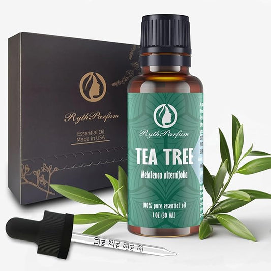 Pure Tea Tree Oil 30ML with 𝐆𝐫𝐚𝐝𝐮𝐚𝐭𝐞𝐝 𝐄𝐲𝐞 𝐃𝐫𝐨𝐩𝐩𝐞𝐫 - Therapeutic Grade for Skin, Hair, Face,Toenails | 100% Natural Melaleuca Tea Tree Essential Oil for Face,Piercings, Scalp