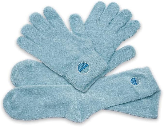 Aloe Socks and Gloves Set | Blue Moisturizing Socks and Gloves Infused with Aloe and Vitamin E | Spa Socks and Gloves for Women