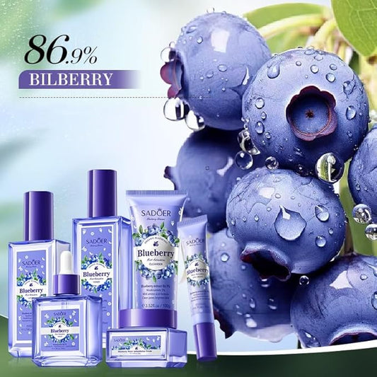 Blueberry Skin Care Set, 6-In-1 Skincare Gift Set With Facial Cleanser, Face Cream, Eye Cream, Serum, Lotion, Toner, Hydrating Skincare Gift Set For Women