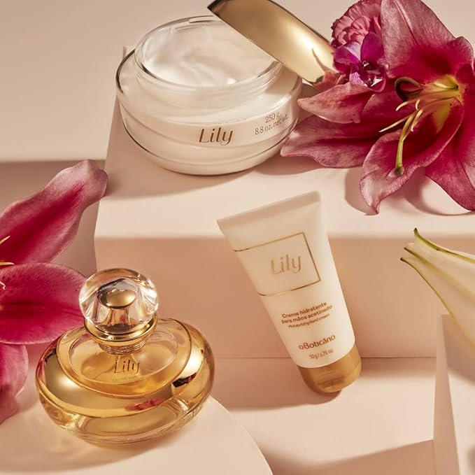 O Boticário Lily Satin Hydrating Body Cream, 24 Hour Fragranced Body Butter for Dry Skin, 8.8 Ounce