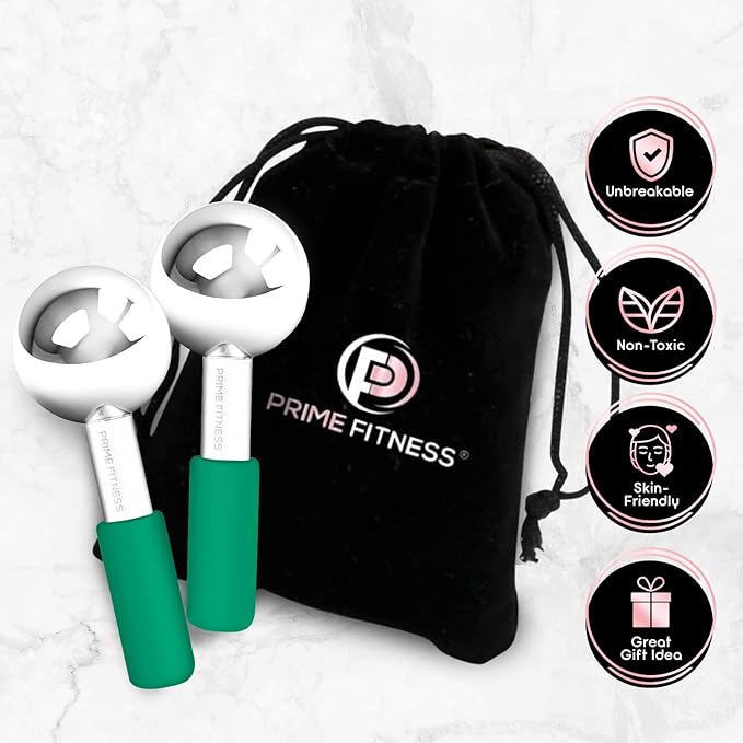 Ice Globes for Facials | Unbreakable Steel Cooling Roller | Cryo Sticks for Face | Massager for Face Neck & Eyes | Skin Care for Dark Circles, Puffiness, Wrinkles, Collagen Production (GREEN)