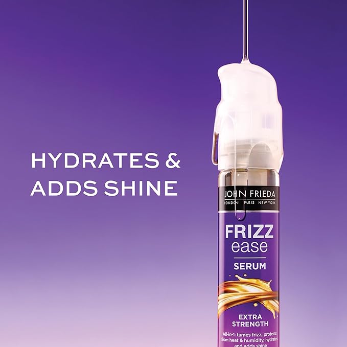 John Frieda Frizz Ease Extra Strength Hair Serum, Instantly Smooths for Healthy, Hydrated, Frizz-Free Hair, for Thick and Coarse Hair, with Argan + Coconut Oil for Heat Protection, 1.69 Oz, Pack of 2