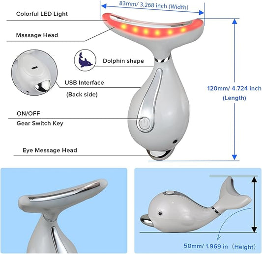 Red LED Light Therapy Device, Massager for Face & Neck, Electric Facial Massage Skin Care Tool for Women