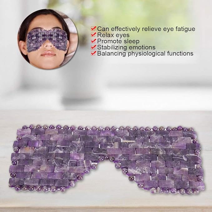 Jade Eye Mask, Jade Stones Agingproof Cooling Sleeping Eye Mask, Cold Eye Covers For Relief Eye Fatigue (Amethyst)