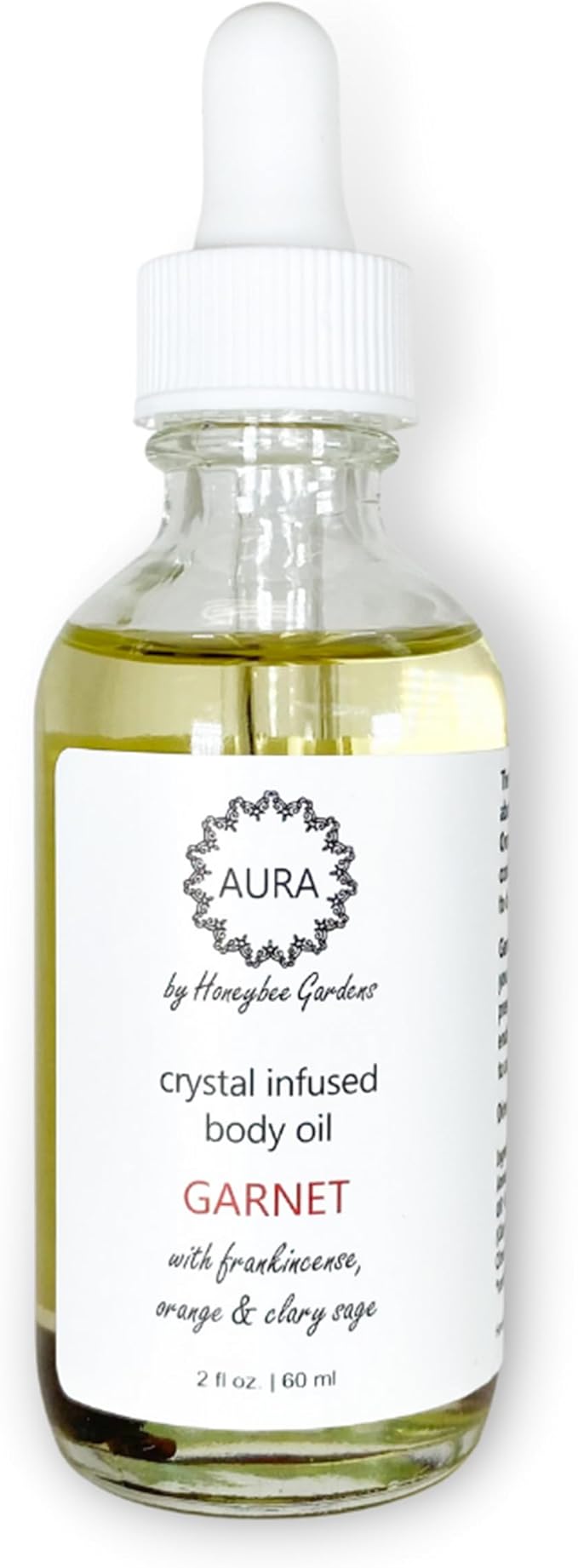 Honeybee Gardens Crystal Infused Body Oil, Garnet, Organic, Moisturizing, Non-Greasy, for All Skin Types, 2 Fl Oz