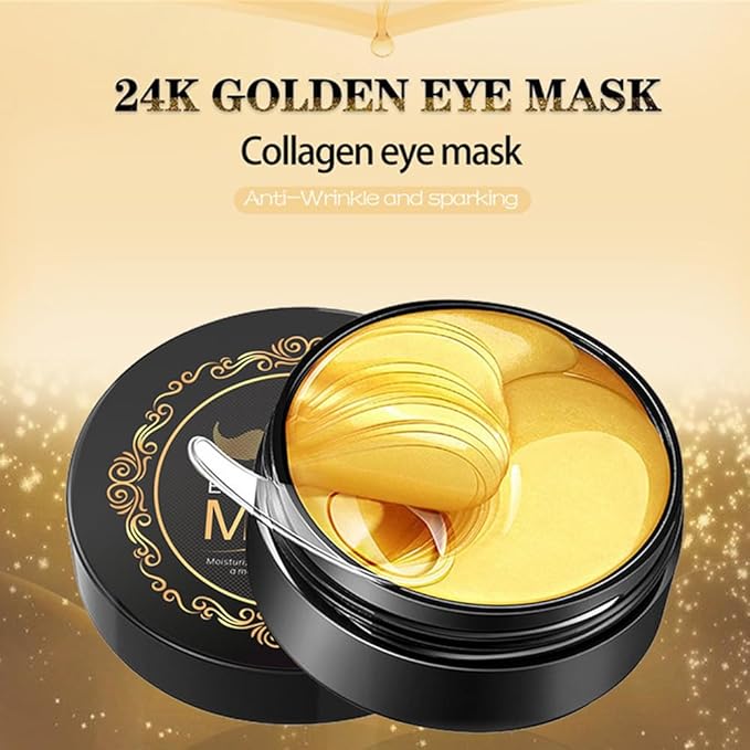 24k Gold Under Eye Patches - 60 Pcs Gold Eye Mask Anti-Aging, Under Eye Mask for Removing Dark Circles, Puffiness, Wrinkles.