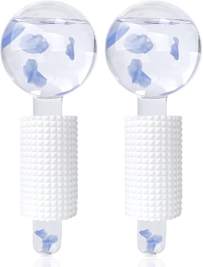 Ice Globes & Ice Roller for Face and Eyes - Facial Massage Tools for Skin Care, Reduce Wrinkles & Puffiness, Cooling Globes & Roller Ball for Glowing Skin (Blue/2PCS)