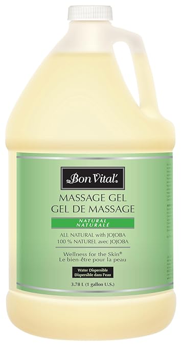 Bon Vital' Naturale Massage Gel with Natural Ingredients for Earth-Friendly Massage, Hypoallergenic Massage Gel for Sensitive Skin, Moisturizer Absorbs Like Lotion, 1 Gal, Label may Vary