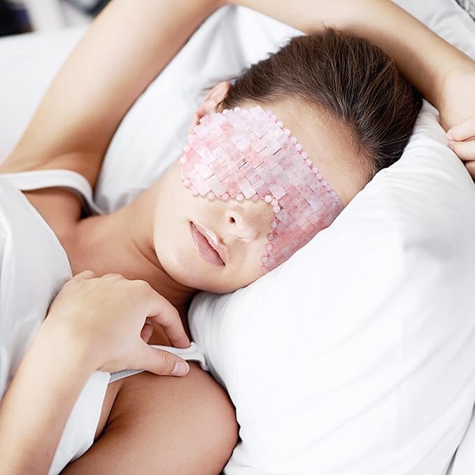 gemshan Rose Quartz Eye Mask & Amethyst Eye Mask Eliminate Wrinkles Puffiness Headache and Migraine Relief Mask