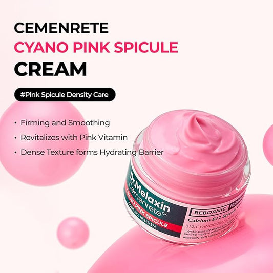 Cemenrete Cyano Pink Spicule Cream with Calcium, Vitamin B12 for under eyes skin, Dark Circles, Fine Lines, Puffiness&Eye Bags Cream, 1.69 fl. oz.