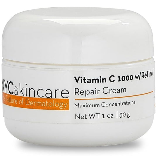 Vitamin C w/Retinol 1,000 Cream for Face | w/Jojoba Oil, Squalane & Antioxidants | Professional Quality | May Help Smooth Appearance of Fine Lines & Wrinkles, Brightens Complexion 1oz