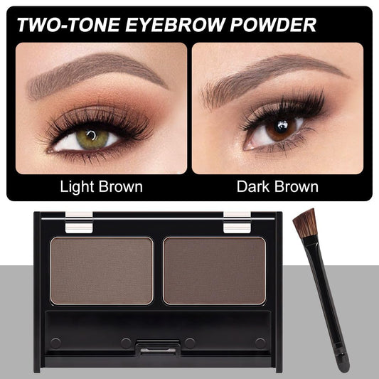 Light Dark Brown Eye Brow Powder Kit for Women, Medium Coffee Eyebrow Powder Palette with Brush,Brow Color Filler Get Full Defined Natural Brows, Highlight Contour sombra para cejas, Vegan