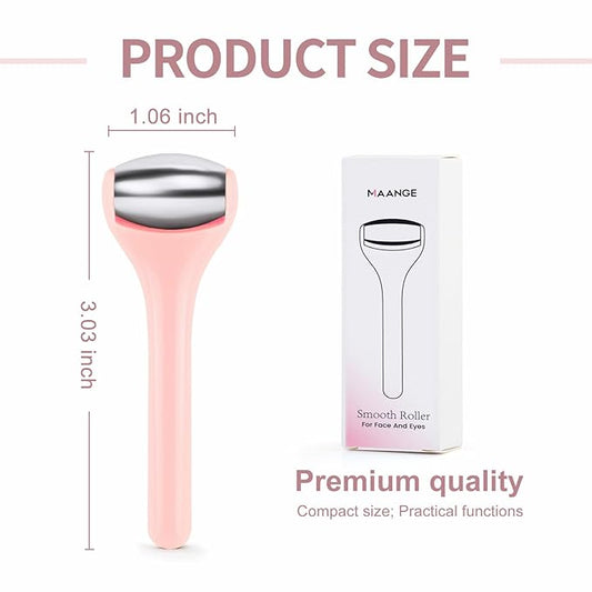 MAANGE Mini Eye & Face Rollers for Eye Massager, Stainless Steel Eye Ice Roller for Relief Puffiness Migraine Skincare Facial Roller (Pink)