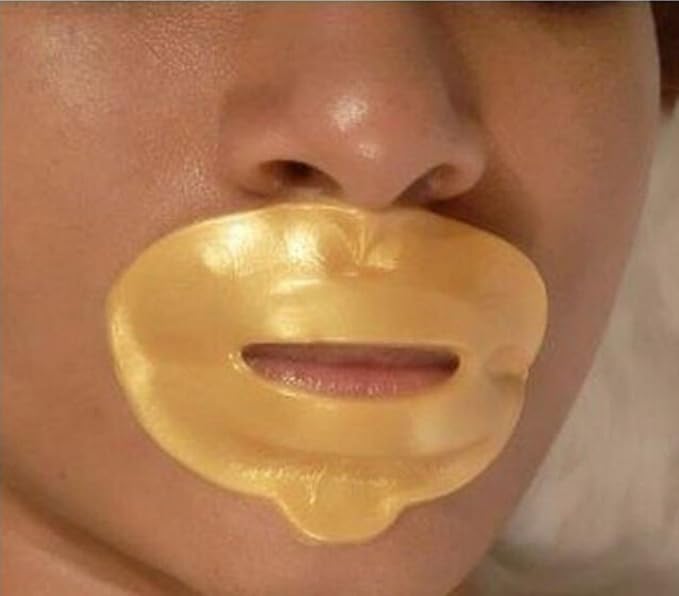 5 Masks 24K Gold Collagen Lip Treatment Mask Patches. Plumper Fuller Softer Lips. Anti Aging Reduce Fine Line Wrinkles Creases Hydrating Moisturizing Uplifting Tone Firmer Smooth Lips Regeneration.