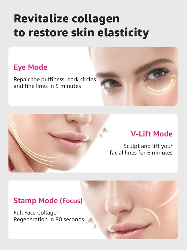 Microcurrent Facial Device Face Lift: iFae 3 in 1 Light Therapy for Face, Portable Face Lift Device for 90 Seconds Lifting, Tightening, Skin Rejuvenation Anti-Aging Wrinkle Skin Salon at Home White