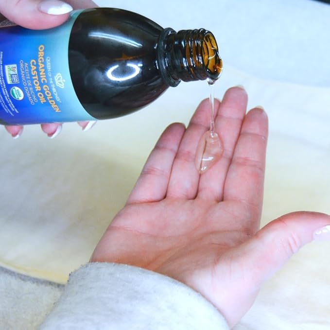 QUEEN OF THE THRONES Organic Golden Castor Oil | 100% Pure for Hair, Skin, Nails, Brows & Lashes | Hexane-Free | USDA Certified [8.4oz (250ml)]