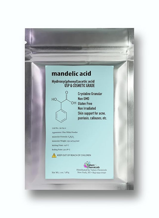 Mandelic Acid Powder 99.9% Purity, DIY Cosmetic Grade For Mandelic Acid Serum, Peel/Mask or add to Cream, Moisturizer (1 Ounce / 28 Gram)
