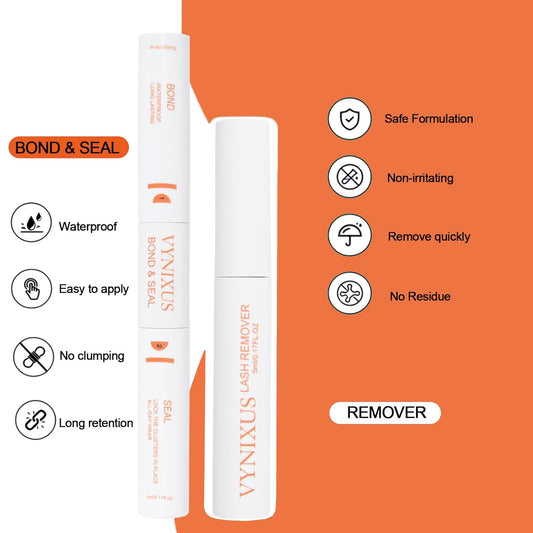 Lash Bond and Seal Waterproof 3-IN-1 Lash Remover for Lash Extensions Lash Glue for Eyelash Clusters DIY Eyelash Extension Remover Lash Cluster Glue Kit Eyelash Remover 15ml (Black)