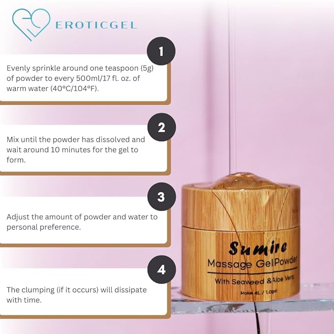 Japanese Nuru Massage Gel Powder 40g | Formulated with Natural Aloe Vera & Seaweed | Made in Japan | Paraben & Glycerine Free | Fragrance-Free | Makes 1.05 gal/ 4L | Vegan | Sumire