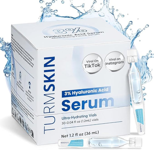 Original Turmskin Hyaluronic Acid Serum | Ultimate Hydration Boost for Your Aging Skin | 3% for 24-Hour Hydration & Glass Skin, Soft PE Ampoule Vials for Face & Skin