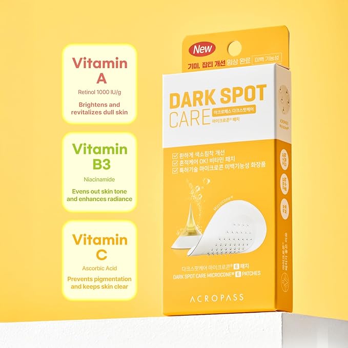 ACROPASS Spot Care Microcone for Dark Spots - Targeted Post-Blemish Treatment Patch, Dermatologist Approved & Gentle on Skin, Cruelty-Free (6 Patches + 6 Cleansers)