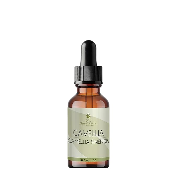 OPO Japanese Camellia Seed Oil - 1 oz Glass & Dropper - Pure Natural Cold Pressed Unrefined Extra Virgin For Face Hair Body Skin Nails Scalp Lashes Nourishing Rejuvenating