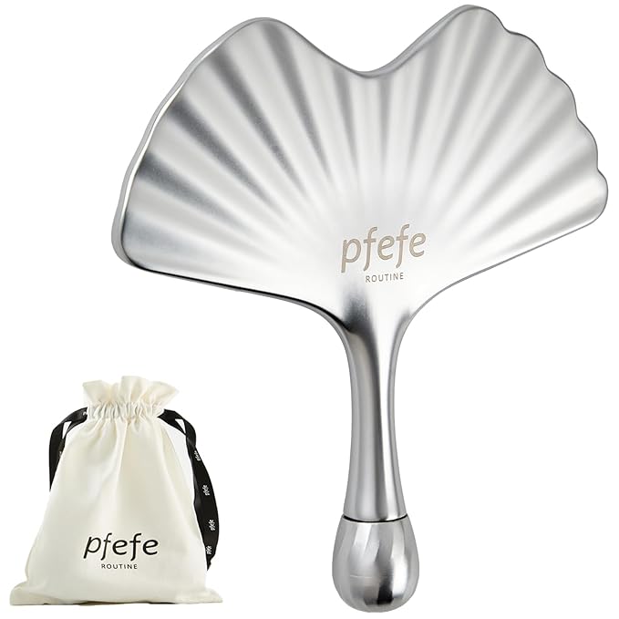 Stainless Steel Gua Sha & Face Roller, Ginkgo Gua Sha for Esthetician Supplies Women Gift, Skin Care Tool for Puffiness, Wrinkles, Dark Circles