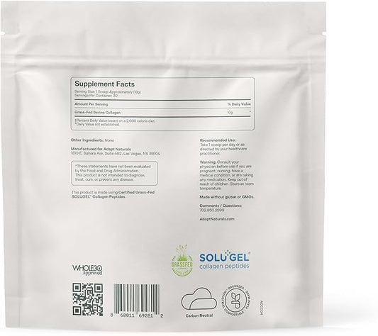 Adapt Naturals Bio-Avail Collagen+, Certified Grass Fed Collagen Peptides, Optimized for Superior Absorption, Naturally-Sourced Bio-Avail Collagen Supplements for Women and Men, 30 Day Supply