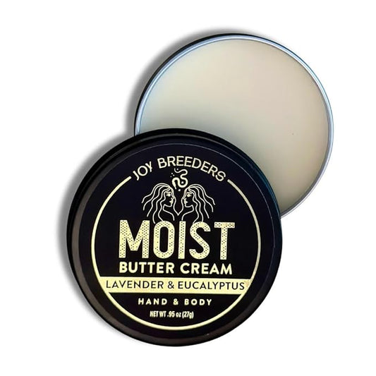 Moist Shea Butter Cream | Lavender & Eucalyptus | SMALL (1oz) | Organic Body Butter | Hand & Body Moisturizer | Clean Skincare | Aids Dry Skin | Lasting Moisture | Rich & Velvety Texture