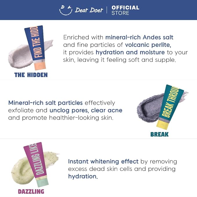 [Dear Doer] The Hidden Body Scrub & Wash in Tube - Moisturizing 2-in-1 Scrub Cleanser with Andes Salt, BHA for Bumpy Skin & Ingrown Hair, Tranquil Scent, Vegan, 3.38 fl oz (100 ml)