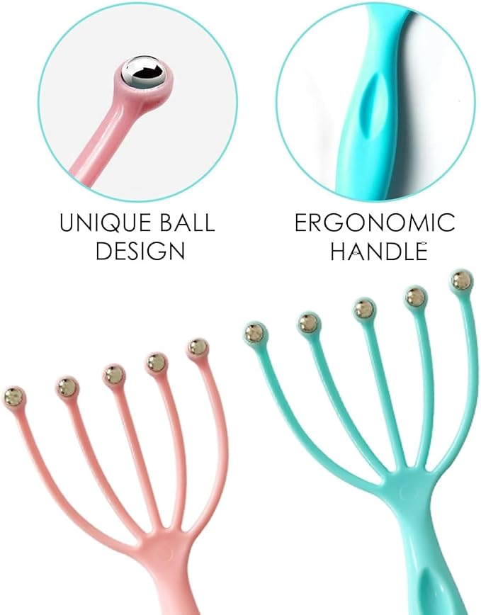 8 Pcs Scalp Massager Portable Handheld Spa Head Massager for Deep Relaxation and Stress Reduction Manual Head Massage Tool for Office Home Christmas Gift (Pink, Blue)