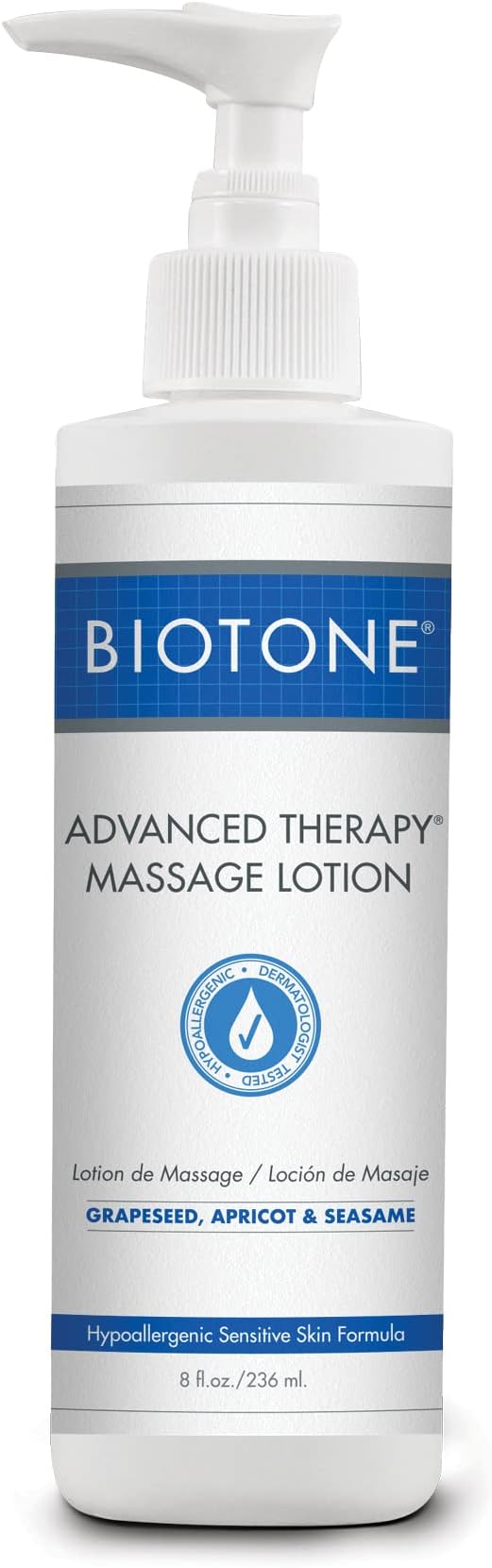 BIOTONE Advanced Therapy Massage Lotion, Hypoallergenic and Fragrance-Free, More Glide and Workability, Absorbs for a Non-Greasy Finish