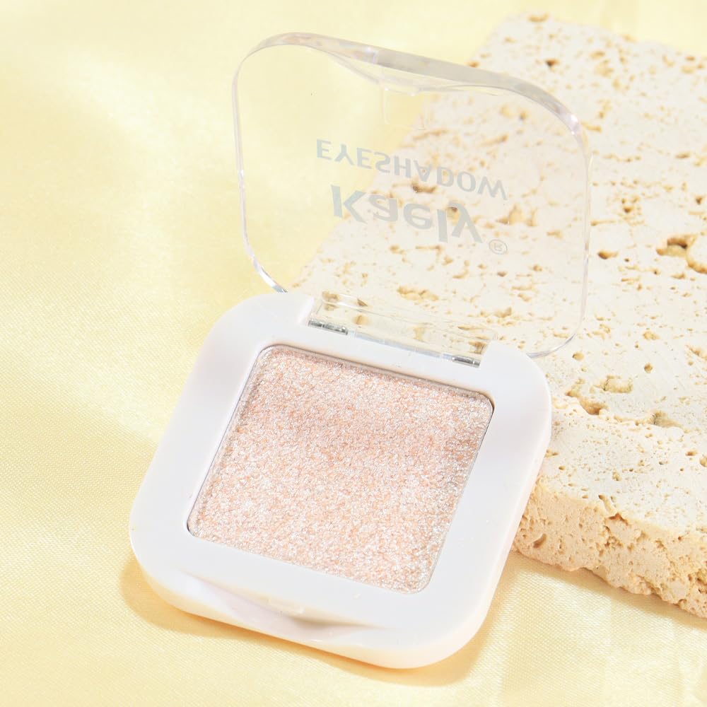 Sheer White Nude Glitter Eyeshadow – Champagne Shimmer Eye Shadow, Daily Waterproof Long-Lasting Eyeshadow Powder Palette for Women Neutral Eye Makeup sombras para ojos (02)