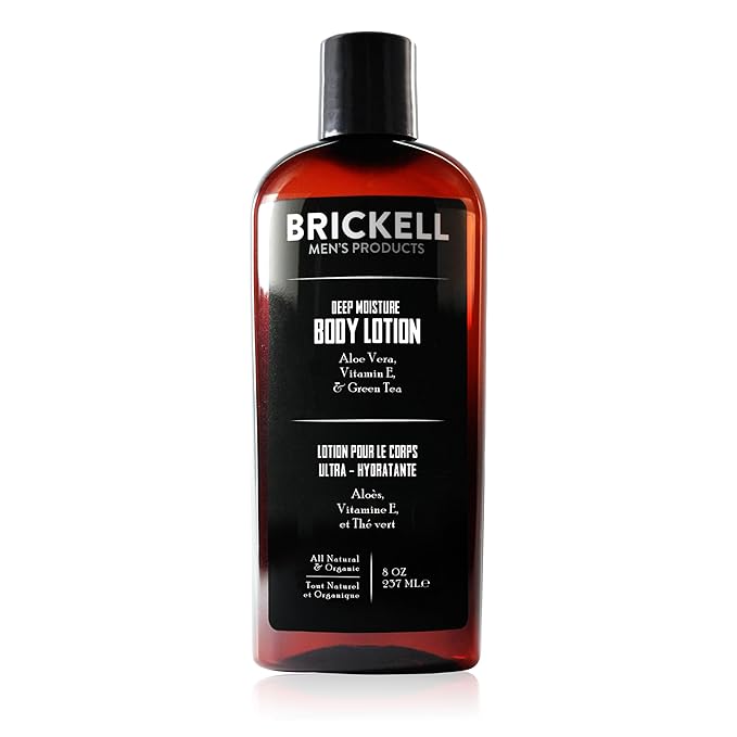 Brickell Men's Deep Moisture Body Lotion for Men, Natural and Organic Protects and Hydrates Dry Skin, 8 Ounce, Scented