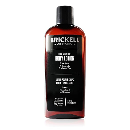 Brickell Men's Deep Moisture Body Lotion for Men, Natural and Organic Protects and Hydrates Dry Skin, 8 Ounce, Unscented