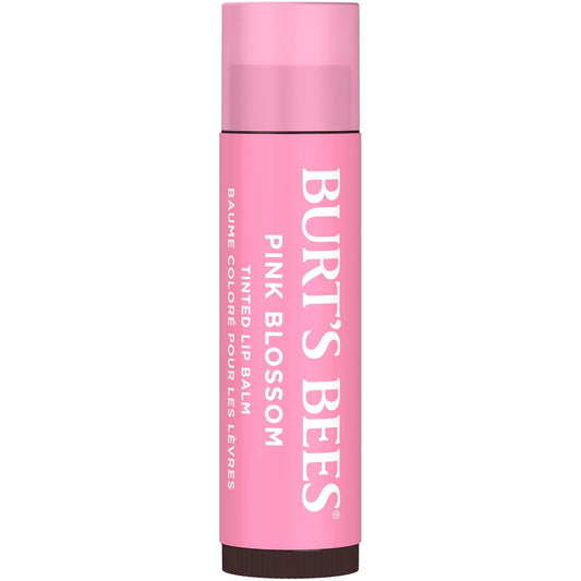 Burts Bees Tinted Lip Balm Pink Blossom; 8 Hour Moisture; Provides a Hint of Color; Nourishing Shea Butter; 100% Natural Origin; 1 Tube; 0.15 Oz. (Package May Vary)