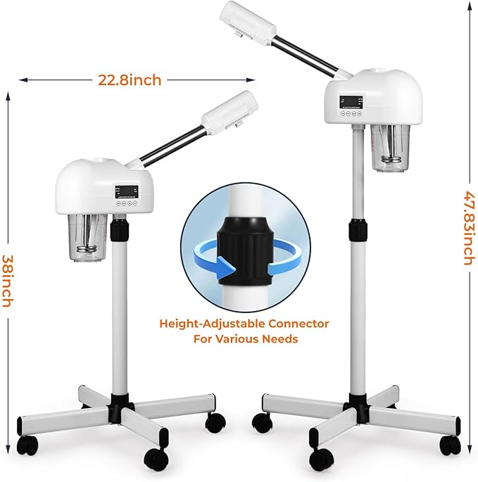Professional Facial Steamer for Estheticians, Hot Mist & Timer Function, Vaporizador Facial Professional Steamer On Wheels for Home Use & Spa Salon Skin Cleasning