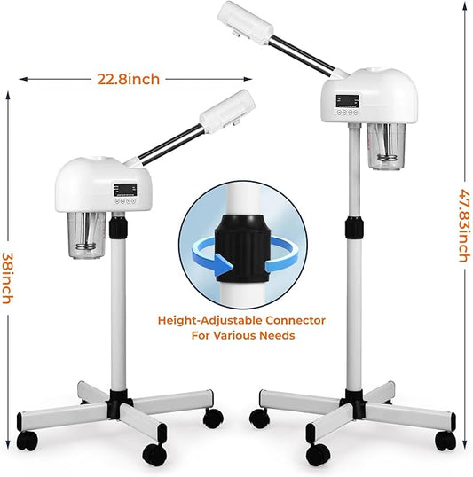 Professional Facial Steamer for Estheticians, Hot Mist & Timer Function, Vaporizador Facial Professional Steamer On Wheels for Home Use & Spa Salon Skin Cleasning