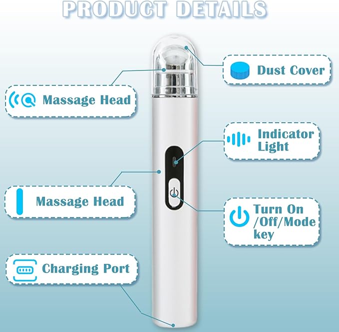 Eye Lift Wand Chargeable Face Massager Tool for Dark Circles, Eye Bags, Puffiness Under Eyes Massager for Lines, Smooth Lip Wrinkles Heated Massager Wand Enhance Absorption Anti Aging (White)