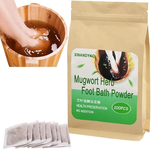 100Bags Mugwort Herb Foot Soak Chinese Herbal Foot Bath Spa Powder Kits Foot Reflexology Relax 艾草足浴泡脚