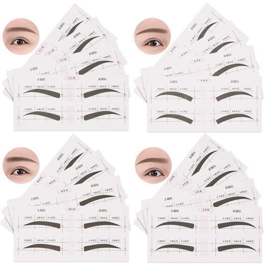 128 PCS Eyebrow Stencil 4 Styles Eyebrow Shaping Stickers Adjustable Eyebrow Grooming Template DIY Brows Guide Makeup Tool