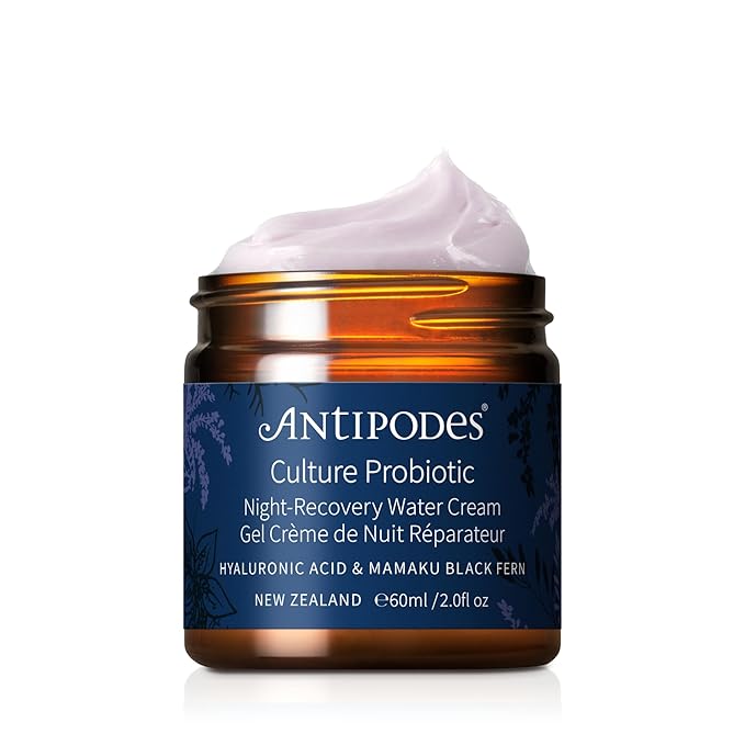ANTIPODES Culture Probiotic Night Recovery Water Cream ? Facial Moisturizer with Hyaluronic Acid & Probiotics for Calm, Clear, Hydrated Skin ? Dry Skin & Stressed Skin ? 60ml, 2 fl. oz